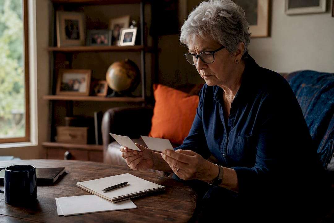 Senior hands holding Medicare and COBRA cards with calendar